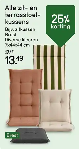 Leen Bakker Alle Zit en Terrasstoel Kussens aanbieding