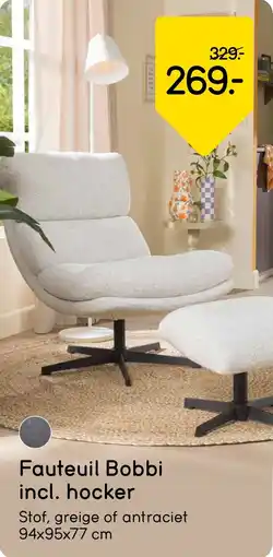 Leen Bakker Fauteuil Bobbi incl. hocker aanbieding
