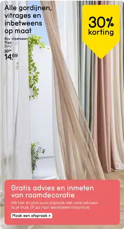Leen Bakker Alle gordijnen, vitrages en inbetweens op maat aanbieding