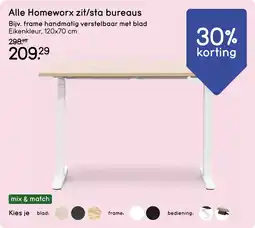 Leen Bakker Alle Homeworx zit/sta bureaus aanbieding