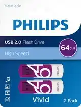 Bol.com Philips USB stick 2.0 64GB - Vivid - Paars - 2 stuks - FM64FD05D aanbieding
