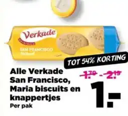 PLUS Alle Verkade San Francisco, Maria biscuits en knappertjes aanbieding
