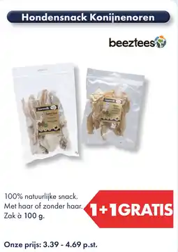Huisdier Voordeelshop Hondensnack Konijnenoren Beeztees aanbieding