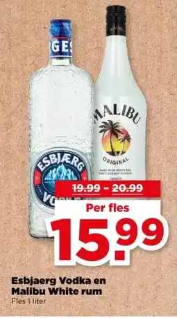 PLUS Esbjaerg Vodka en Malibu White rum aanbieding