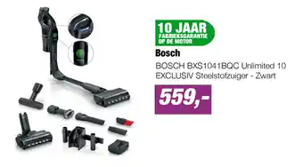 EP BOSCH BXS1041BQC Unlimited 10 EXCLUSIV Steelstofzuiger - Zwart aanbieding