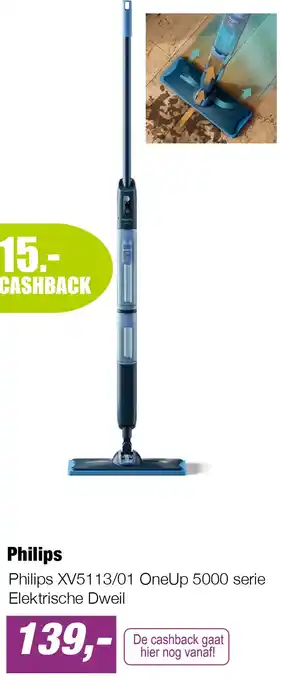 EP Philips XV5113/01 OneUp 5000 serie Elektrische Dweil aanbieding