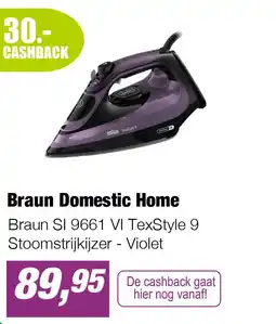 EP Braun SI 9661 VI TexStyle 9 Stoomstrijkijzer - Violet aanbieding
