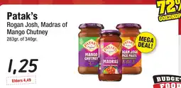 Budget Food Patak's Rogan Josh, Madras of Mango Chutney aanbieding