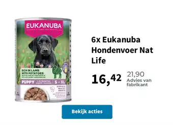 Plein.nl 6x Eukanuba Hondenvoer Nat Life aanbieding