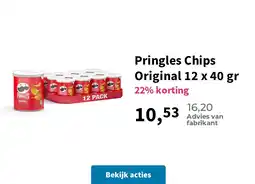 Plein.nl Pringles Chips Original 12 x 40 gr aanbieding