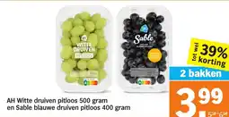 Albert Heijn AH Witte druiven Pitloos en Sable Blauwe druiven pitloos aanbieding