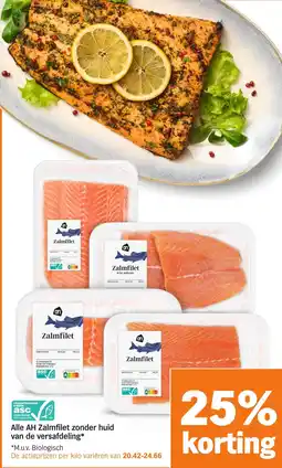 Albert Heijn Alle AH Zalmfilet zonder Huid van de versafdeling aanbieding