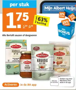 Albert Heijn Alle Bertolli Sauzen of Deegwaren aanbieding