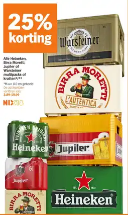 Albert Heijn Alle Heineken, Birra Moretti, Jupiler of Warsteiner multipacks of kratten*/** aanbieding