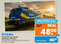 Albert Heijn GoVolta Treinticket naar Berlijn, Hamburg of Bremen aanbieding