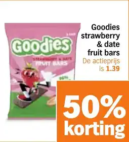 Albert Heijn Goodies Strawberry & Date fruit Bars aanbieding