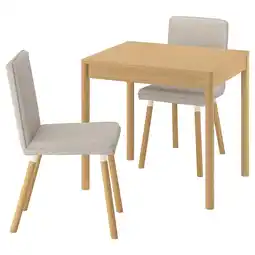 IKEA Tonstad / tonstad Tafel met 2 stoelen, eikenfineer/fridtuna lichtbeige eikenpatroon, 80/120x70 cm aanbieding
