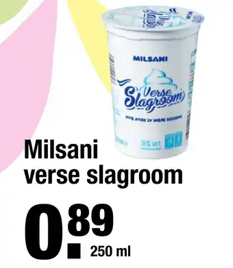 ALDI ale 35% vet Milsani verse slagroom 250ml aanbieding