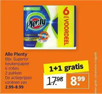 Albert Heijn Alle Plenty 1+1 Gratis aanbieding