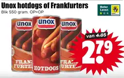 Dirk Unox Hotdogs of Frankfurters aanbieding