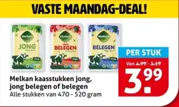 Hoogvliet Melkan kaasstukken jong, jong belegen of belegen aanbieding