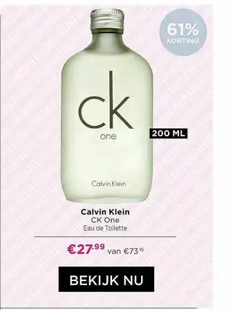 ICI Paris XL Calvin Klein CK One Eau De Toilette 61% Korting aanbieding