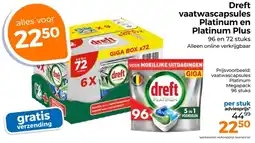 Trekpleister Dreft vaatwascapsules Platinum en Platinum Plus aanbieding