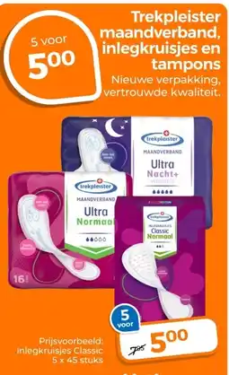 Trekpleister Trekpleister maandverband, inlegkruisjes en tampons aanbieding