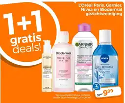 Trekpleister L'Oréal Paris, Garnier, Nivea en Biodermal gezichtsreiniging aanbieding
