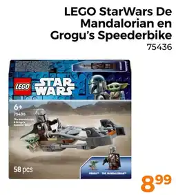 Trekpleister Lego star wars de mandalorian en grogu's speederbike aanbieding