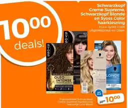 Trekpleister Schwarzkopf Creme Supreme, Schwarzkopf Blonde en Syoss Color haarkleuring aanbieding