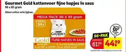 Kruidvat Gourmet Gold kattenvoer fijne hapjes in saus aanbieding