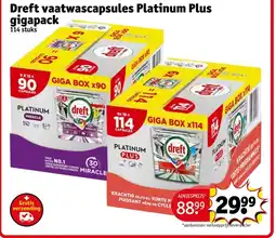 Kruidvat Dreft vaatwascapsules Platinum Plus gigapack aanbieding