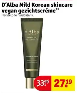 Kruidvat D'Alba Mild Korean skincare vegan gezichtscréme aanbieding