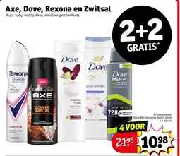 Kruidvat Axe, Dove, Rexona en Zwitsal aanbieding
