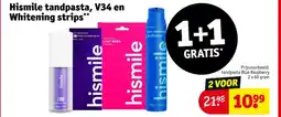 Kruidvat Hismile tandpasta, V34 en Whitening strips aanbieding