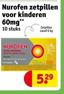 Kruidvat Nurofen zetpillen voor kinderen 60 mg aanbieding