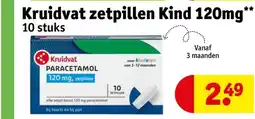 Kruidvat Kruidvat zetpillen Kind 120mg aanbieding