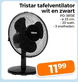 Trekpleister Tristar tafelventilator wit en zwart aanbieding