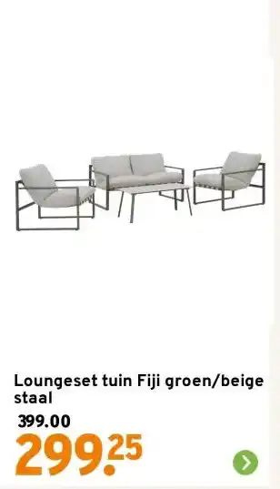GAMMA Loungeset tuin Fiji groen/beige staal aanbieding