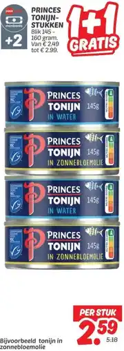 Dekamarkt Princes tonijnstukken aanbieding