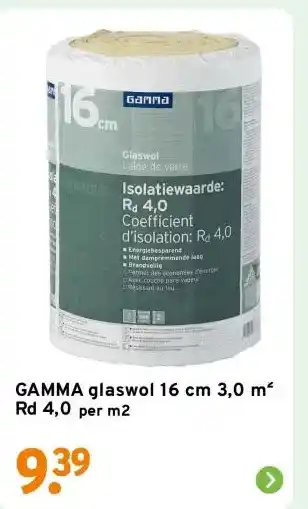 GAMMA GAMMA glaswol 16 cm 3,0 m² Rd 4,0 aanbieding