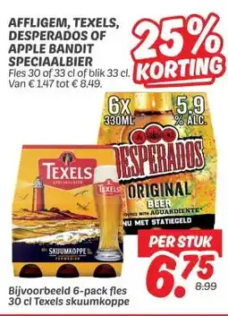 Dekamarkt Affligem, texels, desperados of apple bandit speciaalbier aanbieding