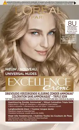 De Online Drogist L'Oréal Paris Excellence Creme - 8U Universeel Lichtblond aanbieding