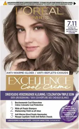De Online Drogist L'Oréal Paris Excellence Cool Creme - 7.11 Ultra As Middenblond aanbieding