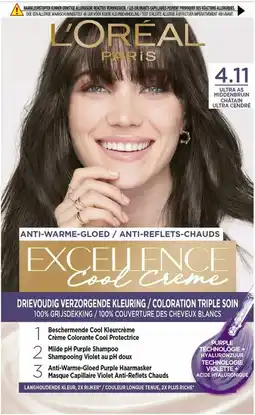 De Online Drogist L'Oréal Paris Excellence Cool Creme - 4.11 Ultra As Middenbruin aanbieding