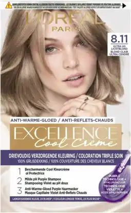 De Online Drogist L'Oréal Paris Excellence Cool Creme - 8.11 Ultra As Lichtblond aanbieding