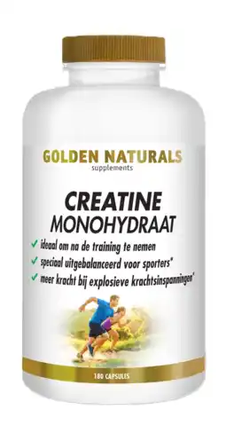 De Online Drogist Golden Naturals Creatine Monohydraat Capsules 180ST aanbieding