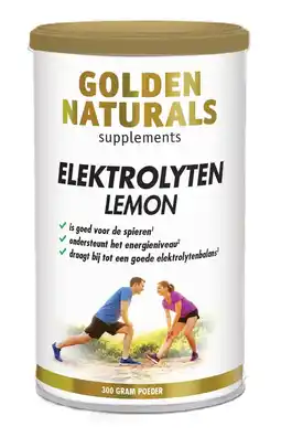 De Online Drogist Golden Naturals Elektrolyten Lemon Poeder 300GR aanbieding