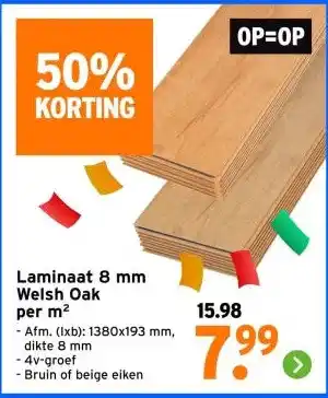 GAMMA Laminaat 8 mm Welsh Oak per m² aanbieding